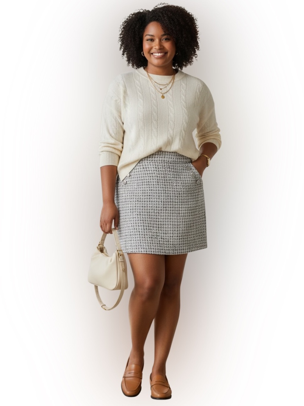 NWT J.Crew Tweed Mini Skirt Blue Ivory Bouclé Button Detail Size 10